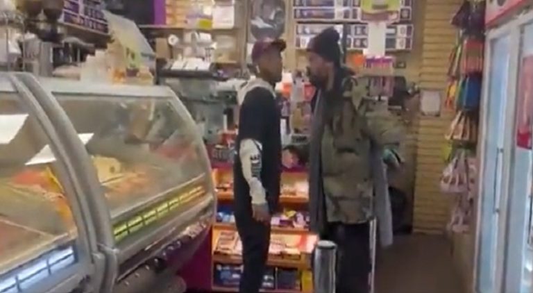 Store owner beats unruly customer and drags him out of store