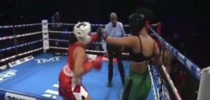 Tommie Lee and Natalie Nunn box in exhibition match in London