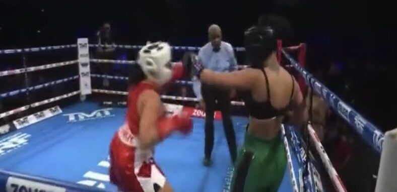 Tommie Lee and Natalie Nunn box in exhibition match in London