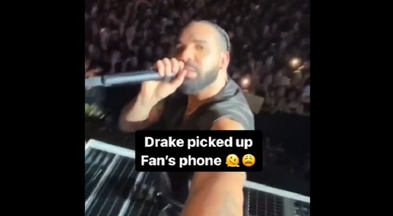 Drake takes fan's phone while performing and records himself