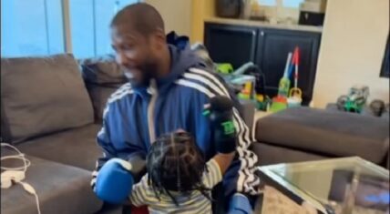 Floyd Mayweather shares video play boxing with grandson
