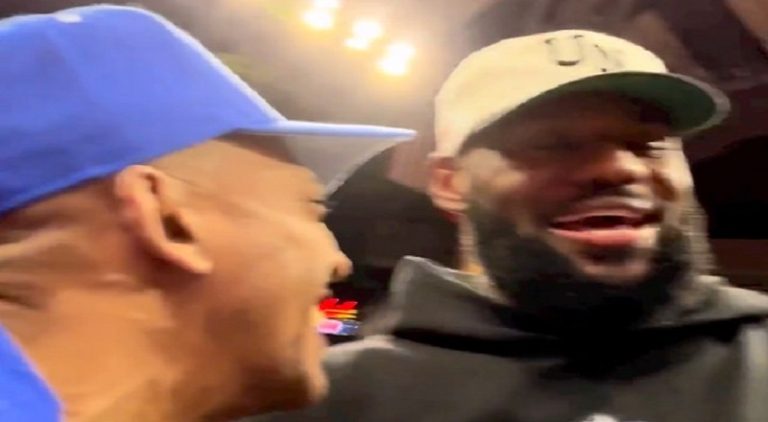 Gillie Da King and Wallo hang out with LeBron James at game