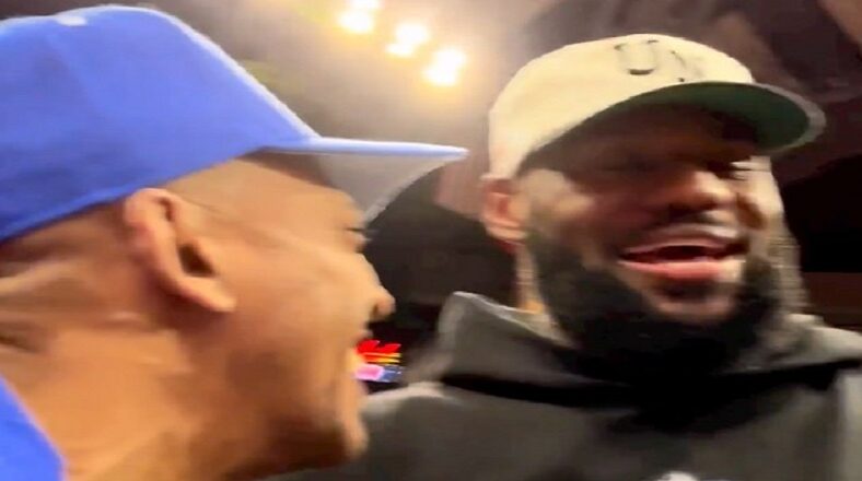 Gillie Da King and Wallo hang out with LeBron James at game