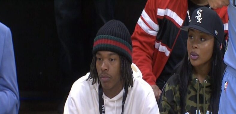 Jayda Cheaves attends Atlanta Hawks game with Lil Baby