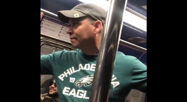 Philadelphia Eagles fan gets knocked out on the train