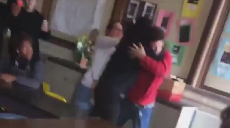 Student beats up his classmate for hitting their teacher