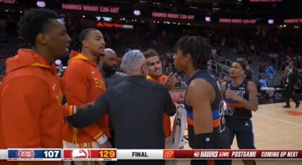 Trae Young and John Collins confront Jaden Ivey after game