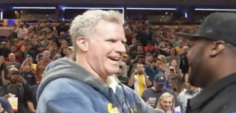 50 Cent meets Will Ferrell during Indiana Pacers game