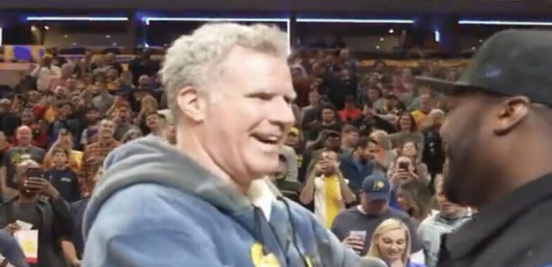 50 Cent meets Will Ferrell during Indiana Pacers game