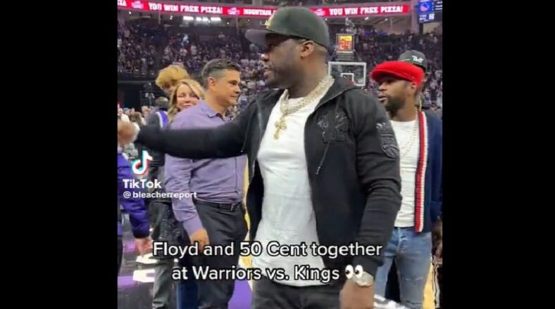 50 Cent and Floyd Mayweather end beef at Warriors-Kings game