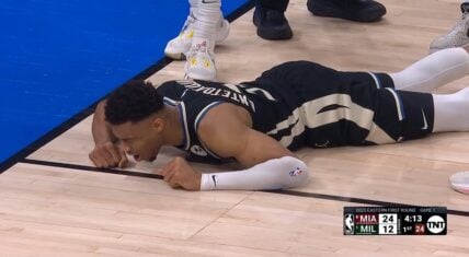 Giannis took hard fall to his back against Miami Heat