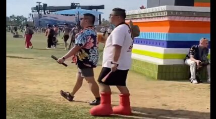 Man at Coachella goes viral for wearing gigantic red boots