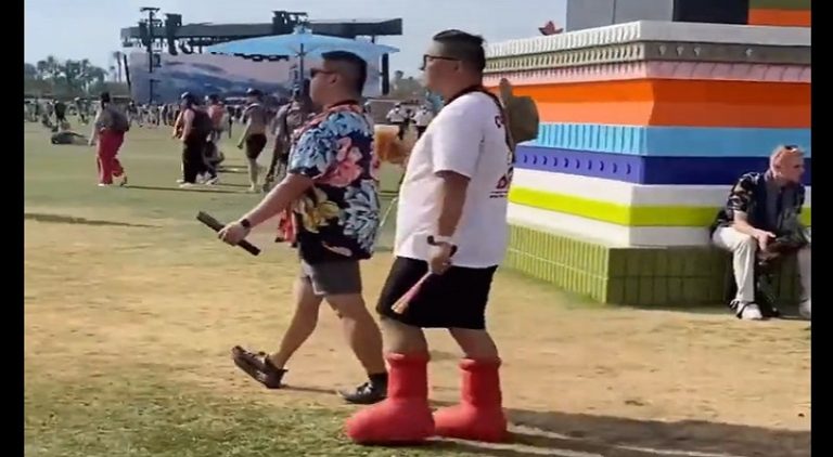 Man at Coachella goes viral for wearing gigantic red boots