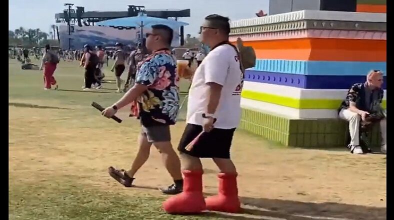 Man at Coachella goes viral for wearing gigantic red boots