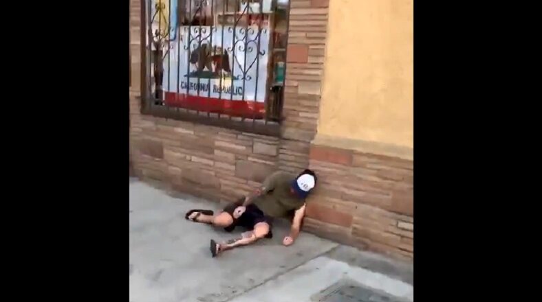 Man gets beat up by protester after trash talking him