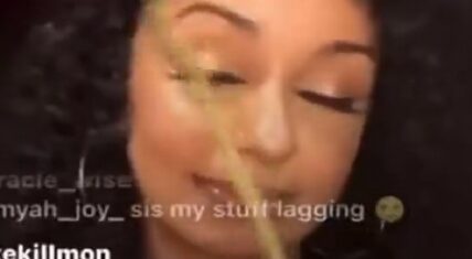 Mya goes viral for accidentally squirting her drink in her face