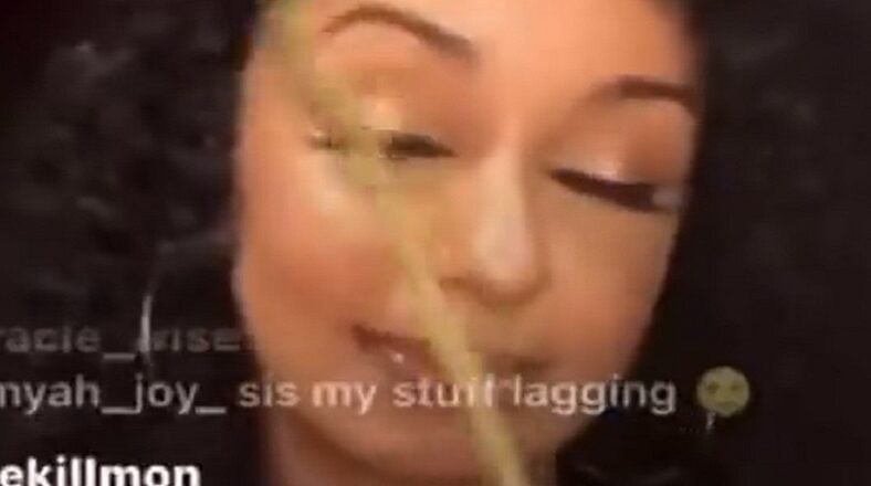 Mya goes viral for accidentally squirting her drink in her face