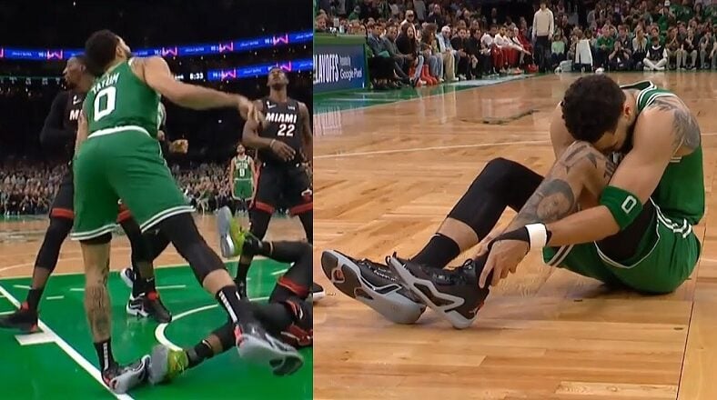 Jayson Tatum hurts his ankle early in Game 7 vs Miami Heat
