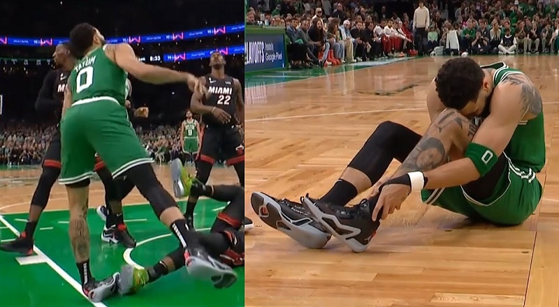 Jayson Tatum hurts his ankle early in Game 7 vs Miami Heat