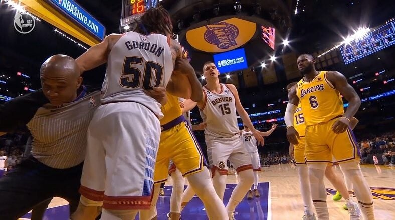 LeBron James shoves Aaron Gordon and they nearly fight
