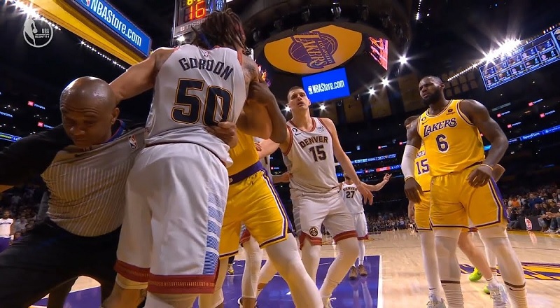 LeBron James shoves Aaron Gordon and they nearly fight