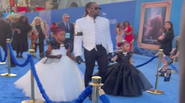 Offset walks The Little Mermaid red carpet with his daughters