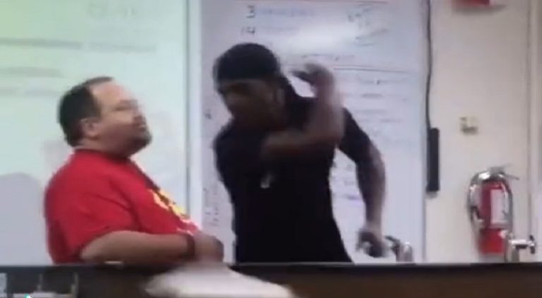 Student grabs teacher's face and makes him give his phone back
