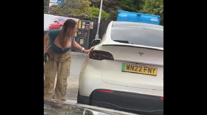 Woman took Tesla to a gas station and tried to put fuel in it
