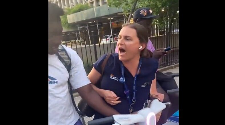 White woman steals a citibike from a group of Black teens