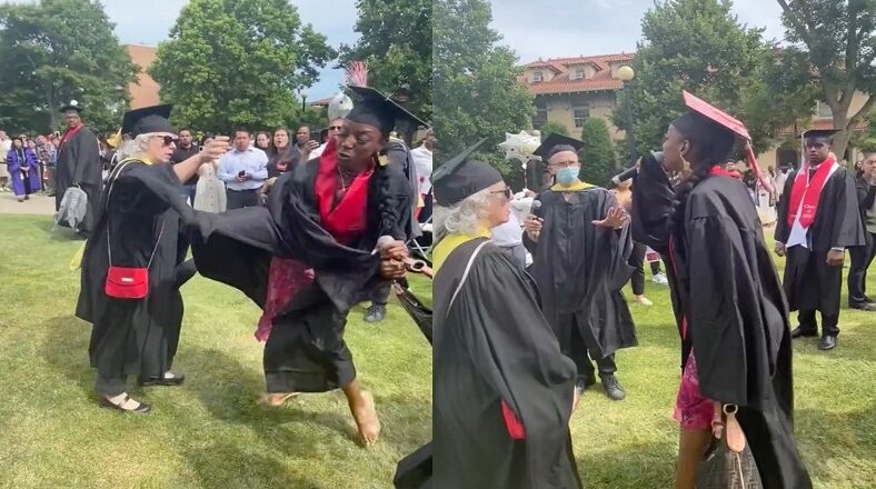 Graduate defends taking mic from graduation announcer