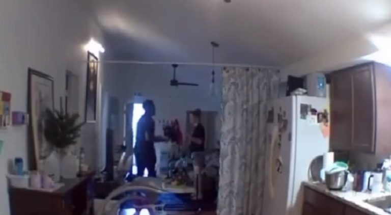 Home security footage captures husband abusing his wife
