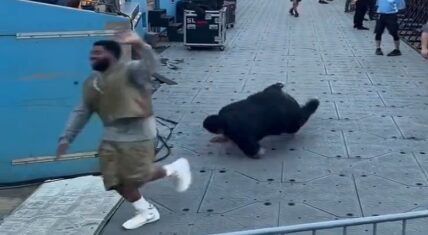 Khalid's bodyguard fell twice while running behind him