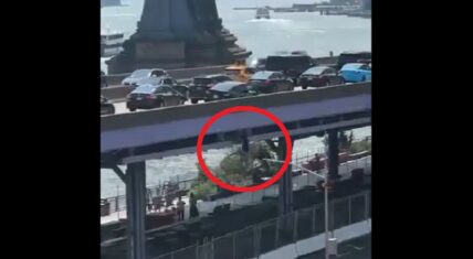 Man jumps off highway bridge after trying to rob Uber driver