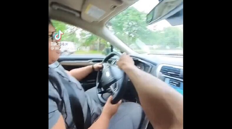 Woman nearly loses control of her car after turning signal off