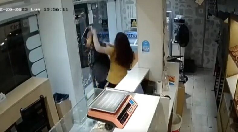 Bakery employee defends herself from robber with knife
