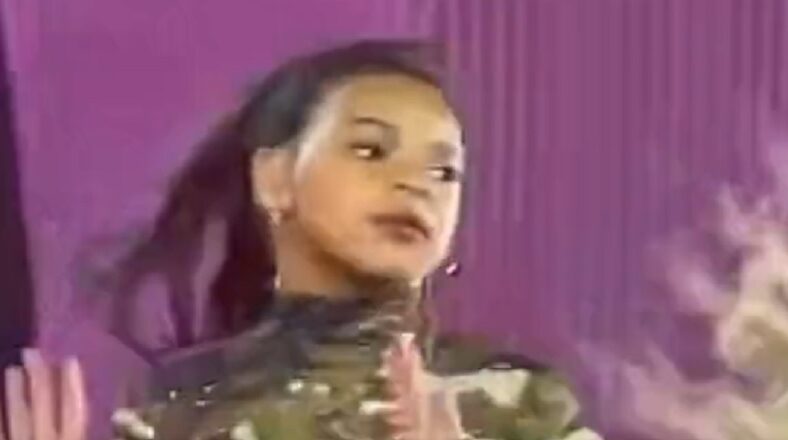 Blue Ivy Carter dancing on stage, resembling her mother, Beyoncé.