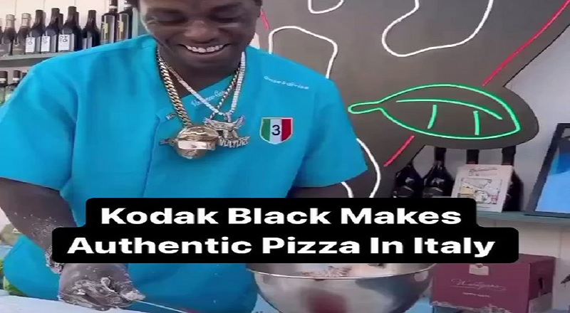 Kodak Black makes pizza in Italy and gifts chef a chain