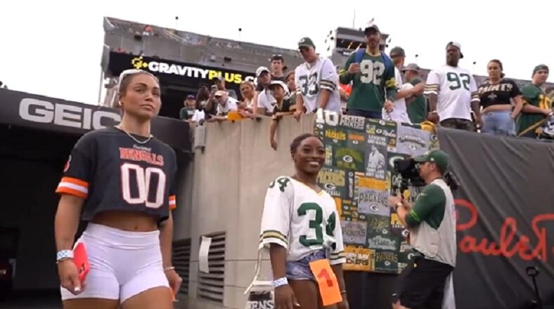 NFL cameraman films Simone Biles but misses woman beside her