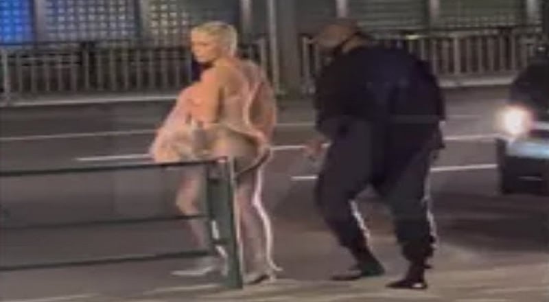 Kanye West spotted with his wife and she looks like she's naked
