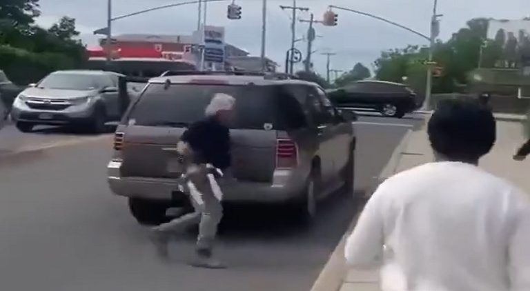 Man chases people with bladed glove for throwing things at his car
