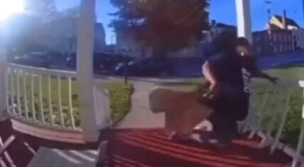 Overweight DoorDash driver falls while delivering food