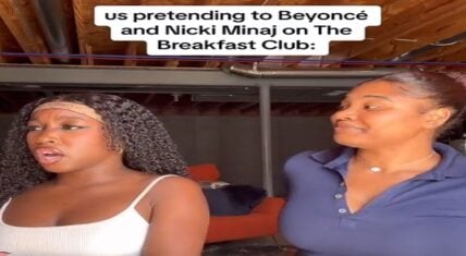 Two women do impressions of Nicki Minaj and Beyonce