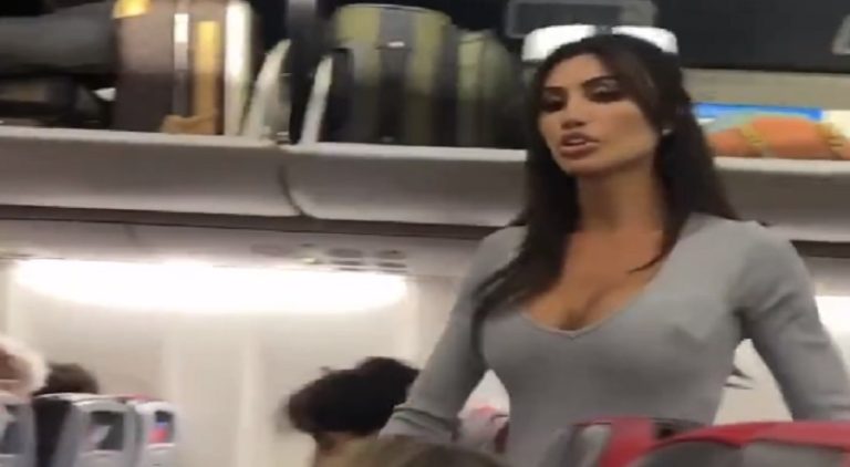 Woman curses out man on plane and calls another person a bum