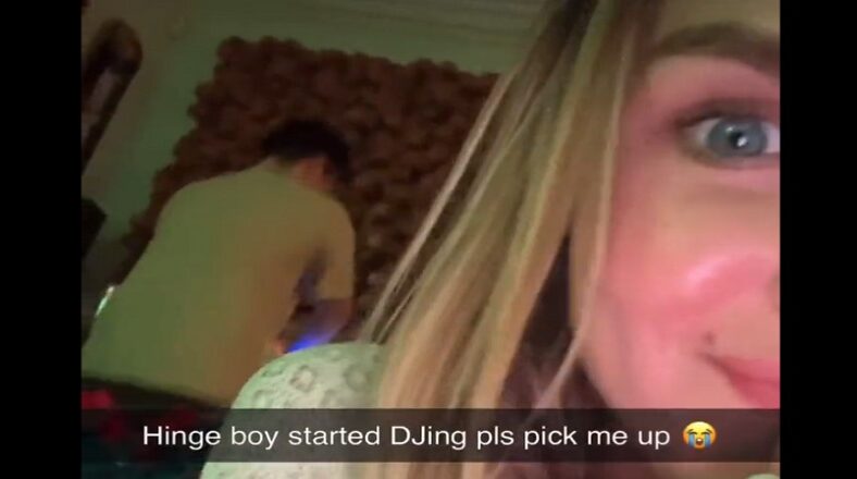 Woman records her Hinge date dancing wildly in the background