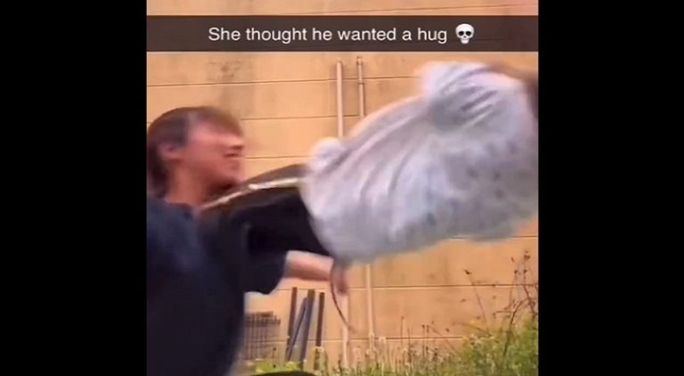 Woman tried to hug a monkey and he kicked her in the chest