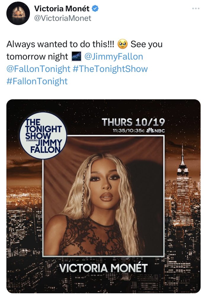 Victoria Monét to perform on Jimmy Fallon’s “The Tonight Show”