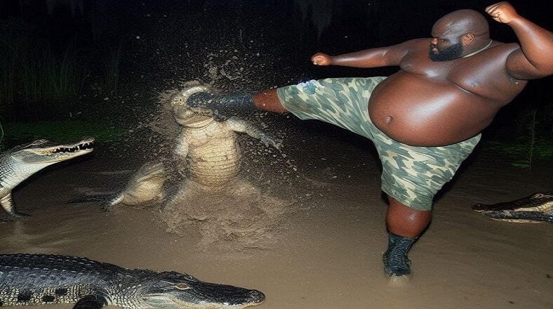 Man goes viral after dropkicking an alligator