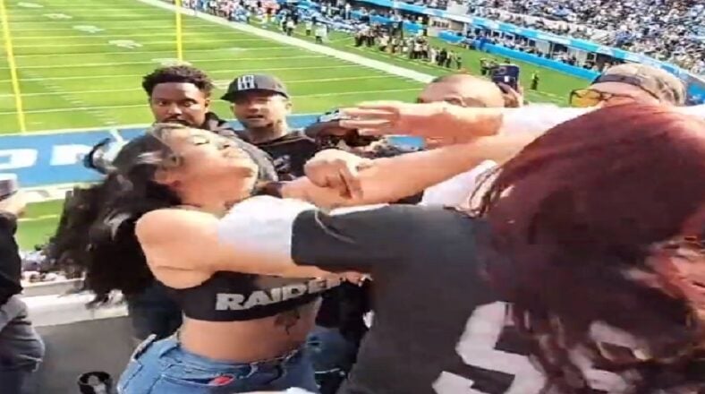 Two women fight over seat at Chargers-Raiders game