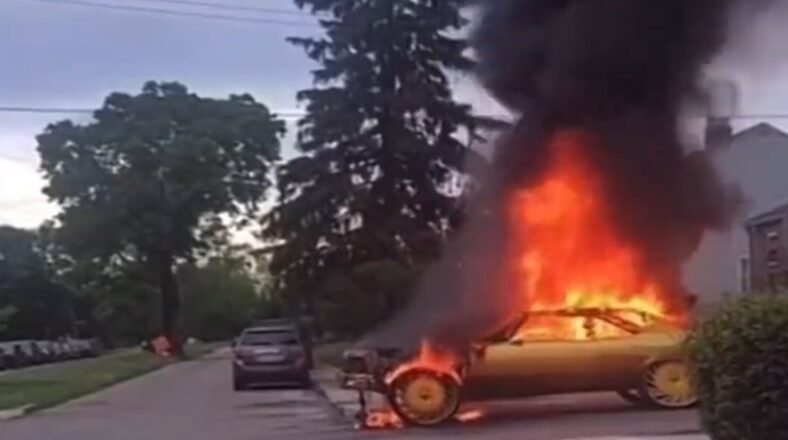 Angry girlfriend sets boyfriend's custom car on fire