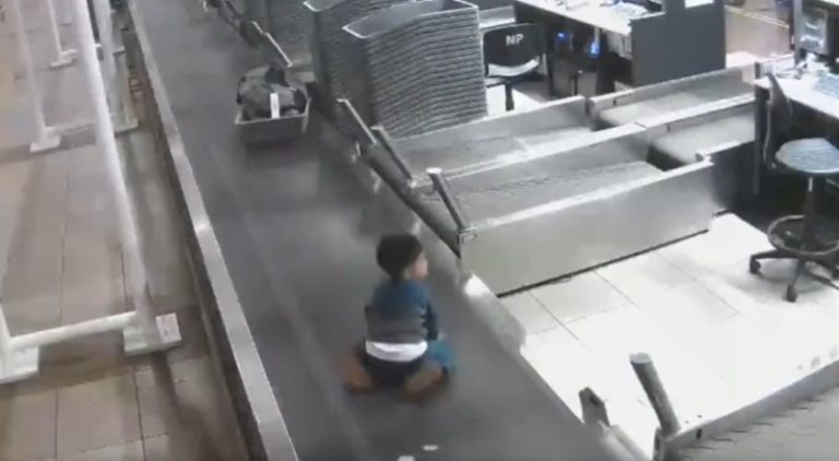 Child gets lost at airport and ends up on luggage conveyor belt